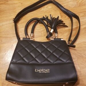 Bebe Black And Gold Shoulder Bag Or Hand Purse With Detachable Straps